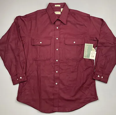 $22.89 • Buy VTG St Johns Bay Shirt Mens Large Red Flannel Chamois Wool Long Sleeve Button Up
