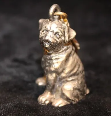 Vintage Sterling Silver Bulldog Key Ring 2  Tall 925 Figural 3D Dog Key Chain • $88.88