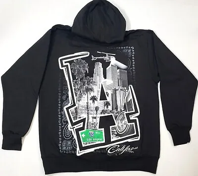 Los Angeles City Hoodie Sweatshirt LA California Califas Hoody Adult Black New • $36.79
