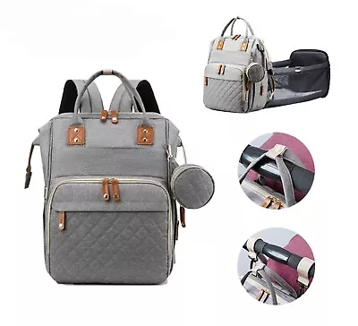 Multi-functional Baby Nappy Changing  Bag Backpack Foldable Cot Crib Mum Dad Uk • £19.99