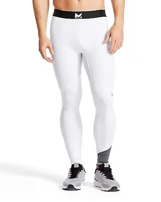MISSION 'VaporActive Voltage' Men's Compression Running Tights White S **NWT** • $60