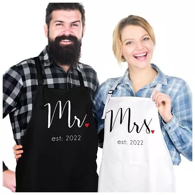 Prazoli His And Her Aprons - Mr Mrs Couples Engagement Gift  Cute Bridal Shower • £9.99