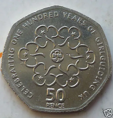 SCARE 50p 2010 100 YEARS OF GIRLGUIDING UK COIN IN EX CONDITION 14th BIRTHDAY### • £2.29