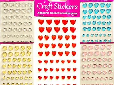 ELEGANZA MIXED HEARTS GEMSTONE 3-D Stickers Sized 6 - 10mm Various Colours • £1.89