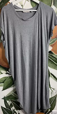 $23.99 • Buy Athleta Medium Gray Asymmetric Draped Crew Neck Modal Athleisure Dress