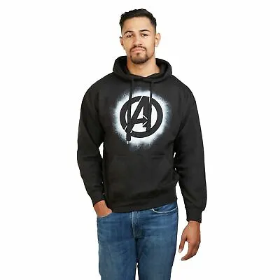 Official Marvel Mens Avengers Stencil Logo Pullover Hood Black S - XXL • £24.99