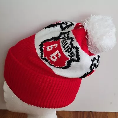 Vintage Phillips 66 Gas Station Knit Winter Hat Beanie Cap Red/White Pom • $24.95