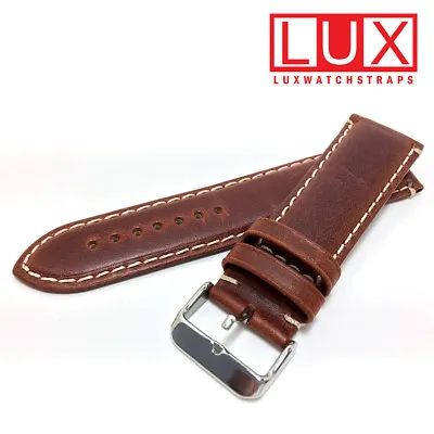 Hadley Roma MS885 Watch Band Chestnut Padded Leather W/ White Stitching Strap • $26.95