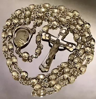 VINTAGE ALL STERLING SILVER ROSARY By HAYWARD - 20  Long - 22 Gm - SPECTACULAR • $175