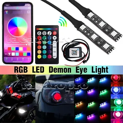 RGB LED Demon Eye Light Bluetooth APP Control For Headlight Projector Lamp Kit • $24.99