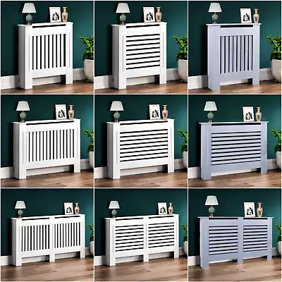 White Radiator Cover Small Large Shelf Cabinet MDF Slat Wood Grill Furniture • £39.99