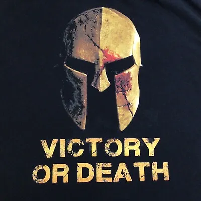 Victory Or Death Spartan Warrior Helmet Blood XXl 2X Large Mens T Shirt Black • $10.95