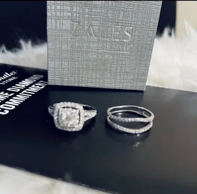 $2900 • Buy 🔥🔥🔥Zales Diamond 💍 Wedding Ring Set 14k White Gold