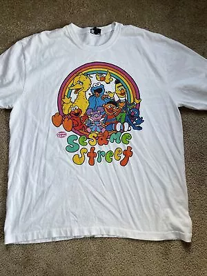 Sesame Street Rainbow White Tee XXL Dumbgood Elmo Bigbird • $14.99