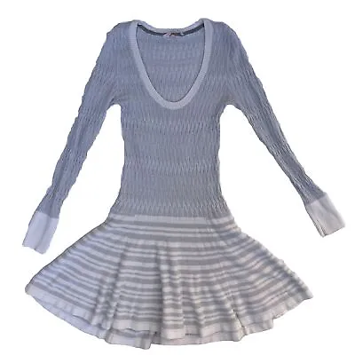 Victoria's Secret Cable Knit Sweater Dress S Gray Metallic Long Sleeve Skater • $24.95