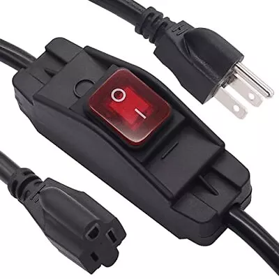 3 Prong Extension Cord With Waterproof Inline Switch On/off 14awg 1.5ft Outlets  • $17.54