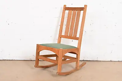 Gustav Stickley Mission Oak Arts & Crafts Sewing Rocking Chair Circa 1900 • $1495
