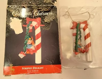 Elf  Painting Candy Cane Ornament Christmas Striped Delight First Edition 1991 • $11.19