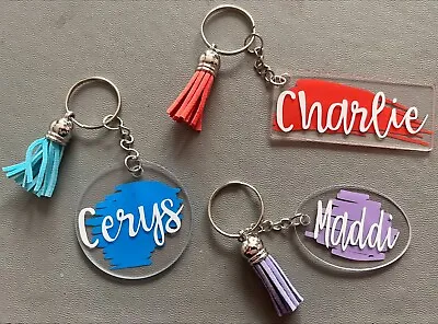 Personalised Keyring. Any Name Any Colour. Perfect For School Bags.  • £3