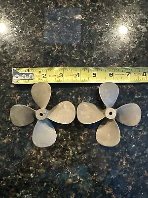 (2) Vintage Solid Brass Model Boat Propeller 4 Blade Motor Antique • $150