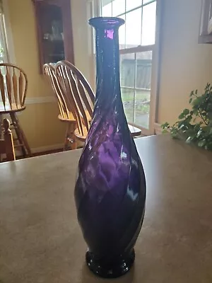 Vintage MCM 13⅝ Purple Amethyst Glass Decanter Genie Bottle No Stopper As Is • $10