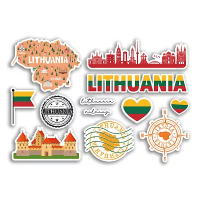 A5 Sticker Sheet Lithuania Vinyl Stickers - Country Holiday Flag Travel #78467 • £3.99