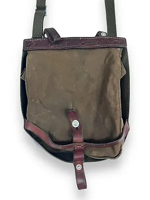 VTG H Fankhauser Sattler Swiss Army Military Bread Bag Messenger Canvas Leather • $47.95