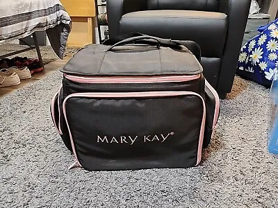 MARY KAY Large Makeup Bag Case TOTE Consultant 20”x13”x13” Black Pink Trim  • $33.13