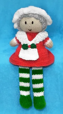 KNITTING PATTERN - Mother Christmas Shelf Sitter Choc Orange Cover / 28 Cms Toy • £3.25