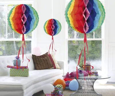 3 Sizes Multicoloured Hanging Honeycomb Ball Party Decorations • £7.49