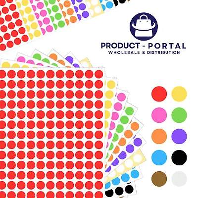 Coloured Stickers Dots - 6mm | 8mm | 10mm Label Round Sticky Colour Adhesive Dot • £1.19