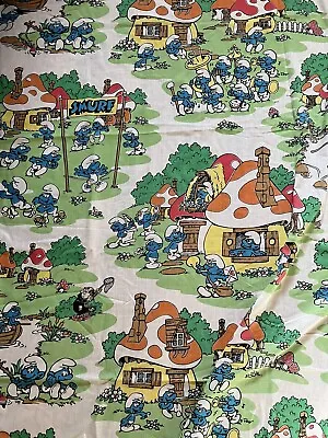 Vintage Smurfs Bedding Set Pillow Case Fitted Sheet Flat Sheet Twin Size • $30