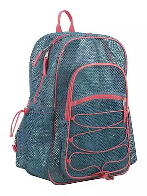Unisex Large Mesh Backpack With Bungee Aqua Haze • $20.69