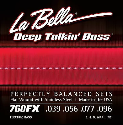 La Bella 760FX Deep Talkin' Bass Stainless Steel Flatwound Bass Guitar Strings  • $77.23