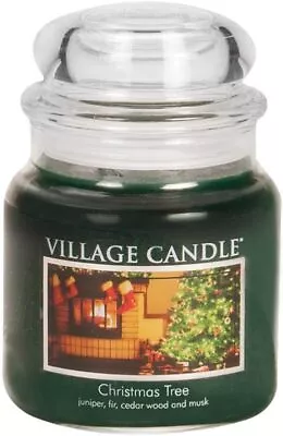 Village Candle Christmas Tree Medium Glass Apothecary Jar Scented Candle • $26.59