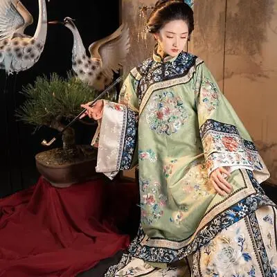 Retro Antique Clothing Embroidery Prints Qing Han Dynasty Wide Sleeves Dress Cos • $75