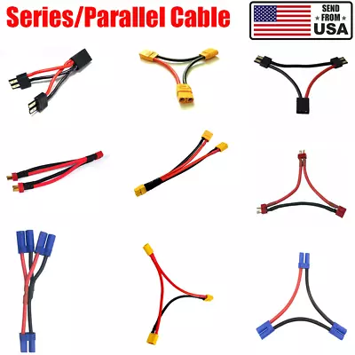 RC Lipo Battery Adapter Connector Series Parallel Cable XT60 Deans EC5 Tamiya US • $5.14