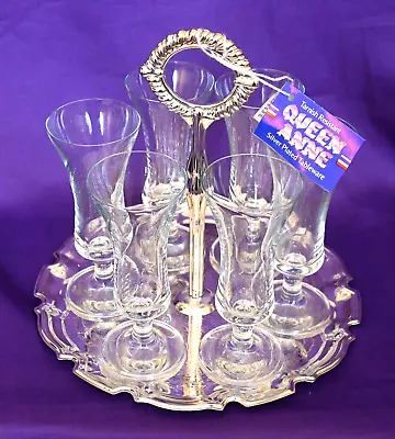 Queen Anne Silver Plated Sherry/liqueur Set With 6 Glasses Boxed • £25