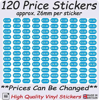 ICE CREAM VAN Price Stickers - 120 Vinyl Stickers - Self Adhesive Labels Sheets • £4.99