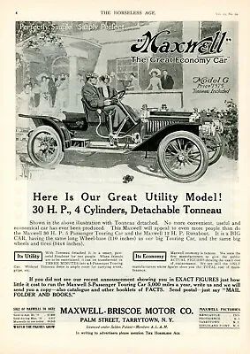 $10.99 • Buy 1910 Original EARLY MAXWELL 4-Cyl 30 HP Model G Utility Model Ad. CROMPTON Art