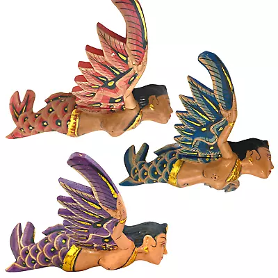 Bali Winged Flying Mermaid Mobile Spiritchaser Carved Wood Balinese Art 8 Inch • $43.15