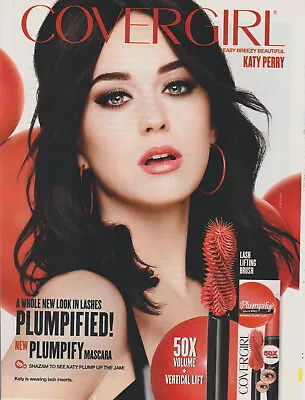 2016 Covergirl Mascara Makeup - Featuring Pop Singer Katy Perry - Print Ad Photo • £9.30