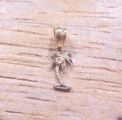 $27 • Buy 5.5mm Solid 14k Rose Gold Diamond Cut Hawaiian Palm Tree Petite Charm Pendant #2
