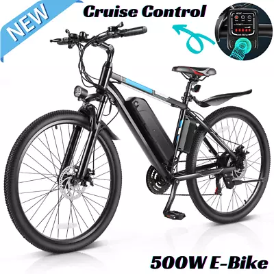 26  Electric Mountain Bike 500W 48V City Bicycle 21Speed E Bike Dual Disc Brake • $518.99