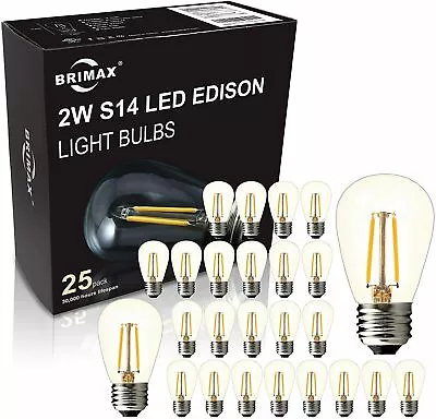$9.99 • Buy E27 LED Bulbs Outdoor Edison Bulbs 2W S14 For Festoon String Lights 6/12/25PCS