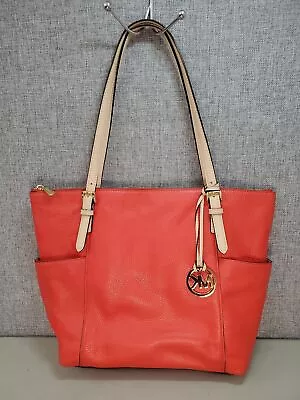 Michael Kors Red-Orange Leather Shoulder Bag • $23.99