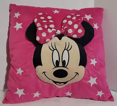 Disney Minnie Mouse Pillow Pink Bow Face Head Travel Soft Plush • $12.99