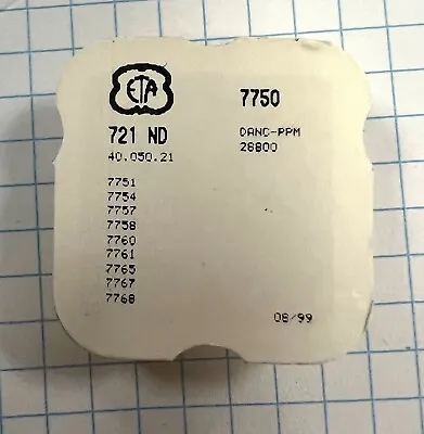 Eta Valjoux Cal. 7750 Ref. 721 ND Danc-Ppm 40.050.21 Balance Wheel 7751 7754 • $111.84