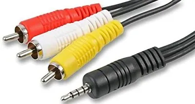 1m 3.5mm 4 Pole Jack Plug To 3 X RCA Phono Composite & Audio Cable • £2.99