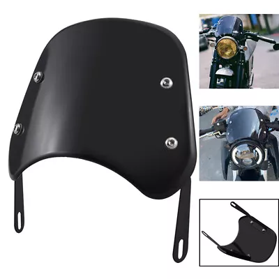 Black Motor Fairing Windshield Windscreen For 5-9'' Round Headlight Universal • $20.29